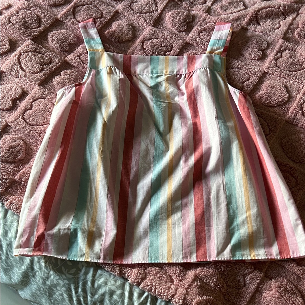 Talbots Women Striped Tank Top Size M Pastel Multicolor Cotton Metallic
